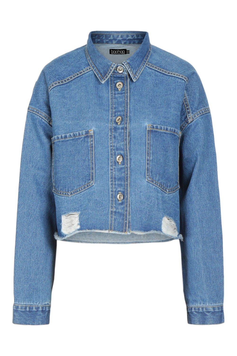 Topshop denim jacket cropped sales